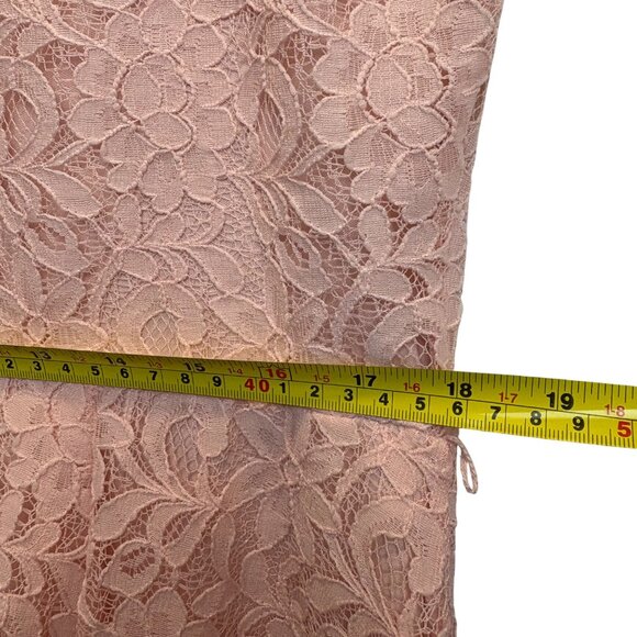 Elle Light Pink Floral Lace Stretch Dress XL Assymmetical Hem Whimsy Cottagecore - Picture 6 of 10